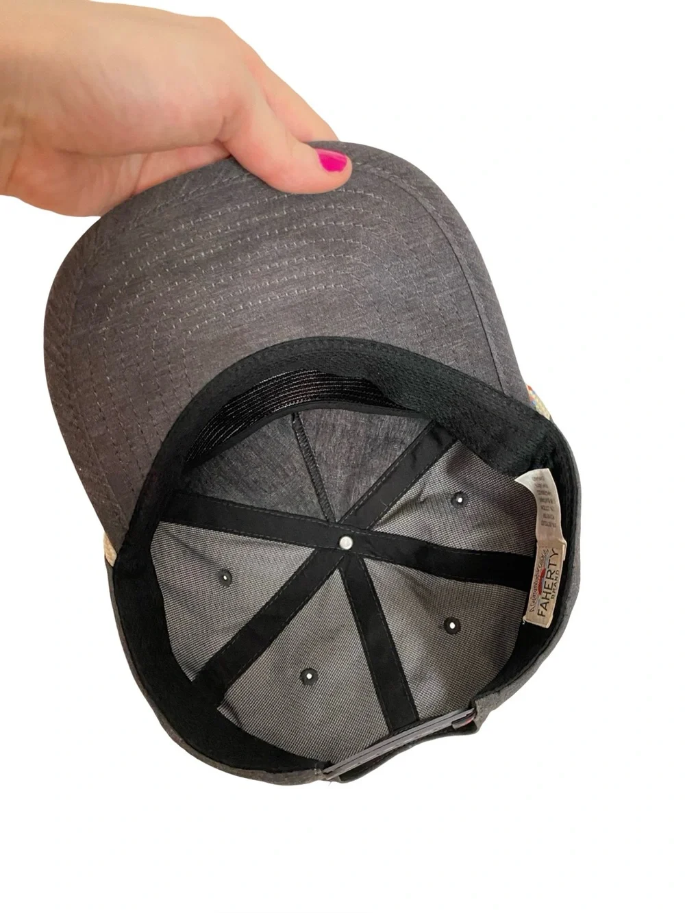 Faherty All Day Corded Hat Unisex One Size Adjustable Charcoal Grey Vintage Logo